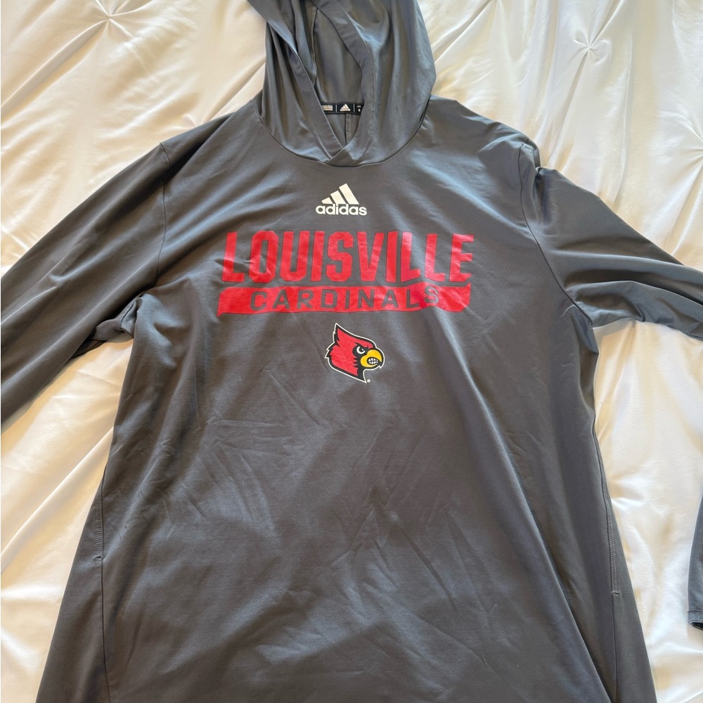Adidas Louisville Cardinals Gray Long sleeve with hood